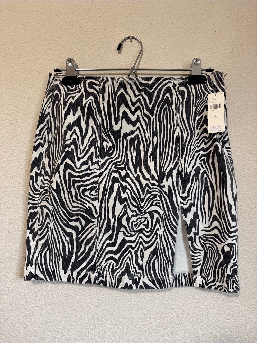 MOTHER Black & White Zebra-Pattern Mini Skirt